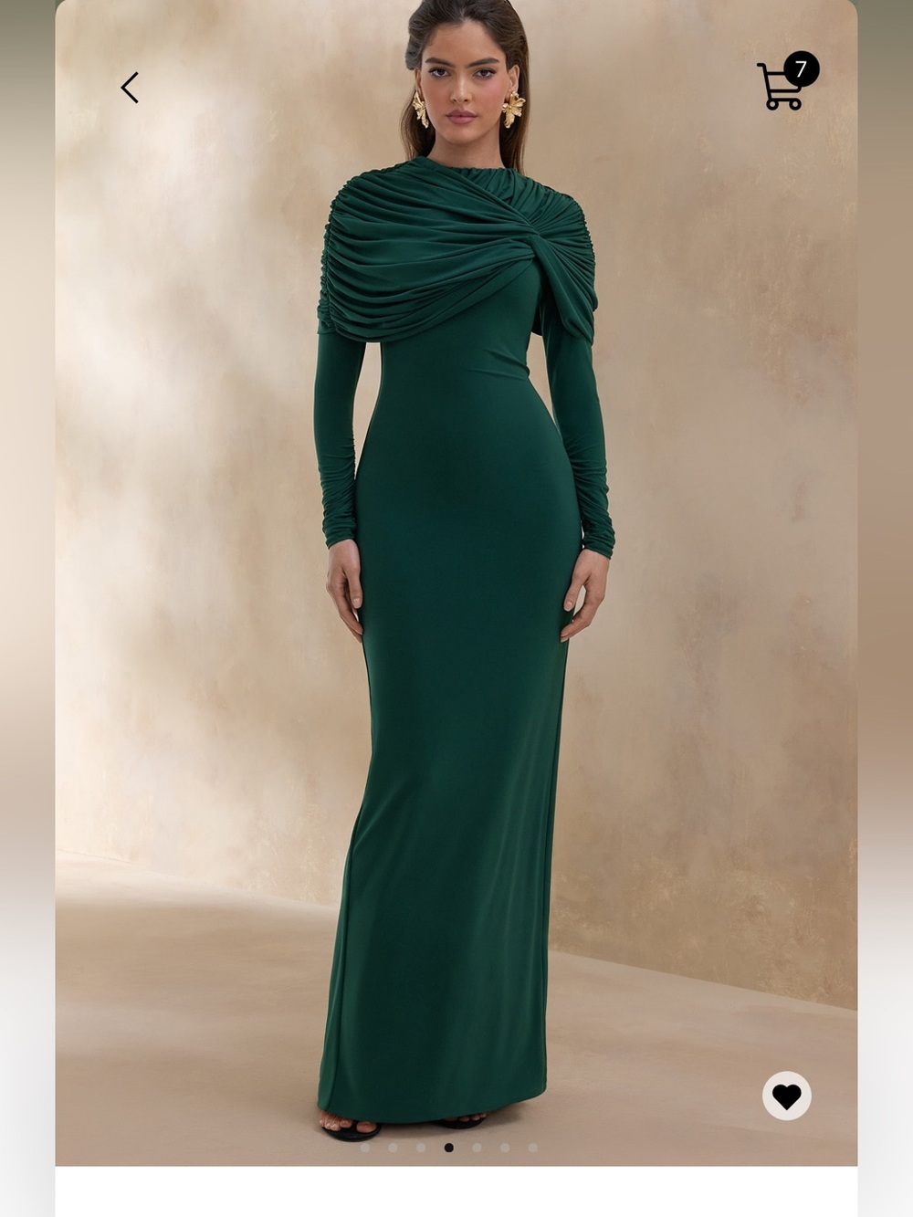 Club l London EVESSA | DARK GREEN HIGH-NECK MAXI DRESS WITH GATHERED-DETAILING 4